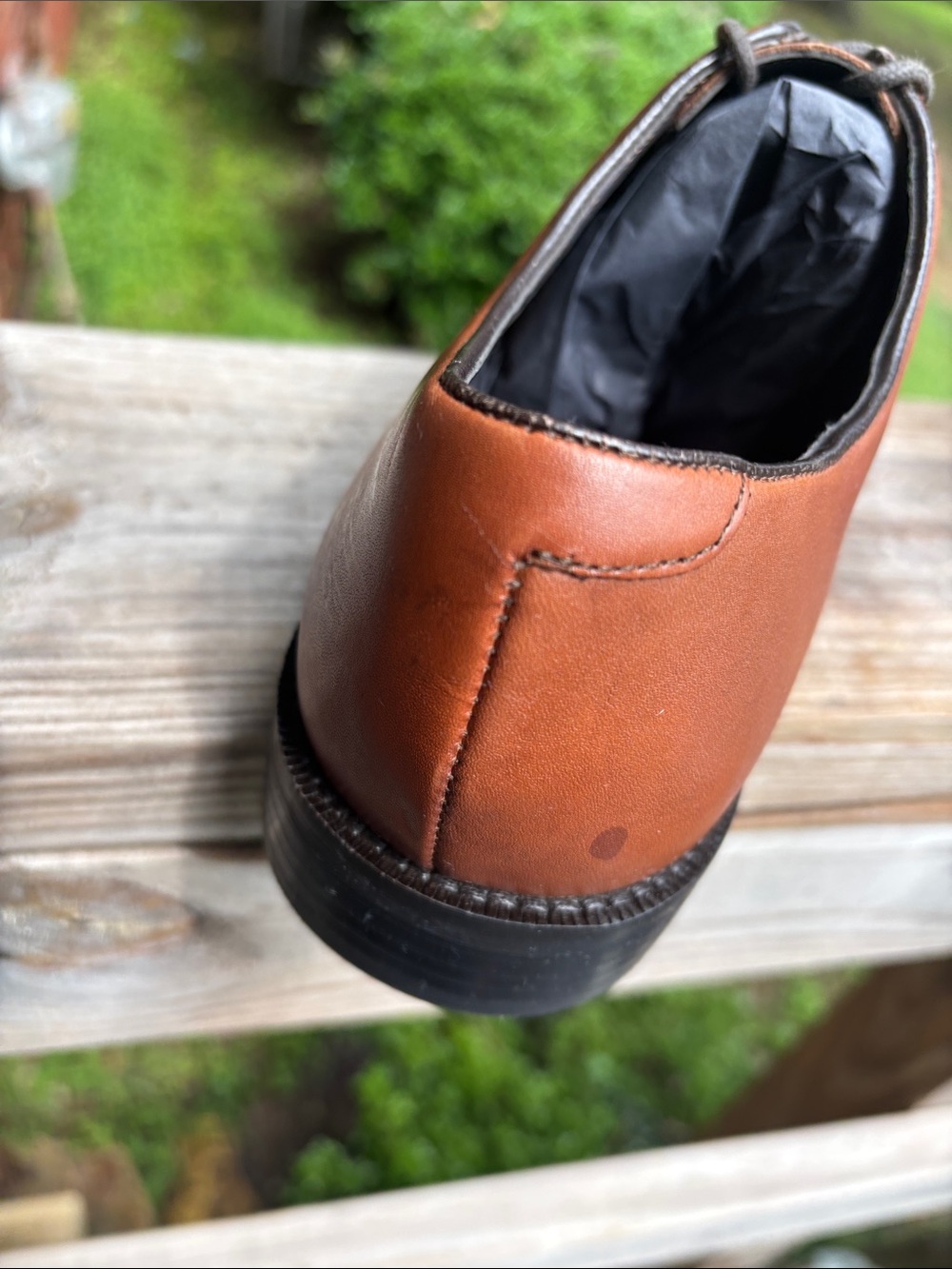 The Black Tux | Men's Tan Leather Derby Shoes — Classic Lace-Up Dress Oxfords - Picture 3 of 10
